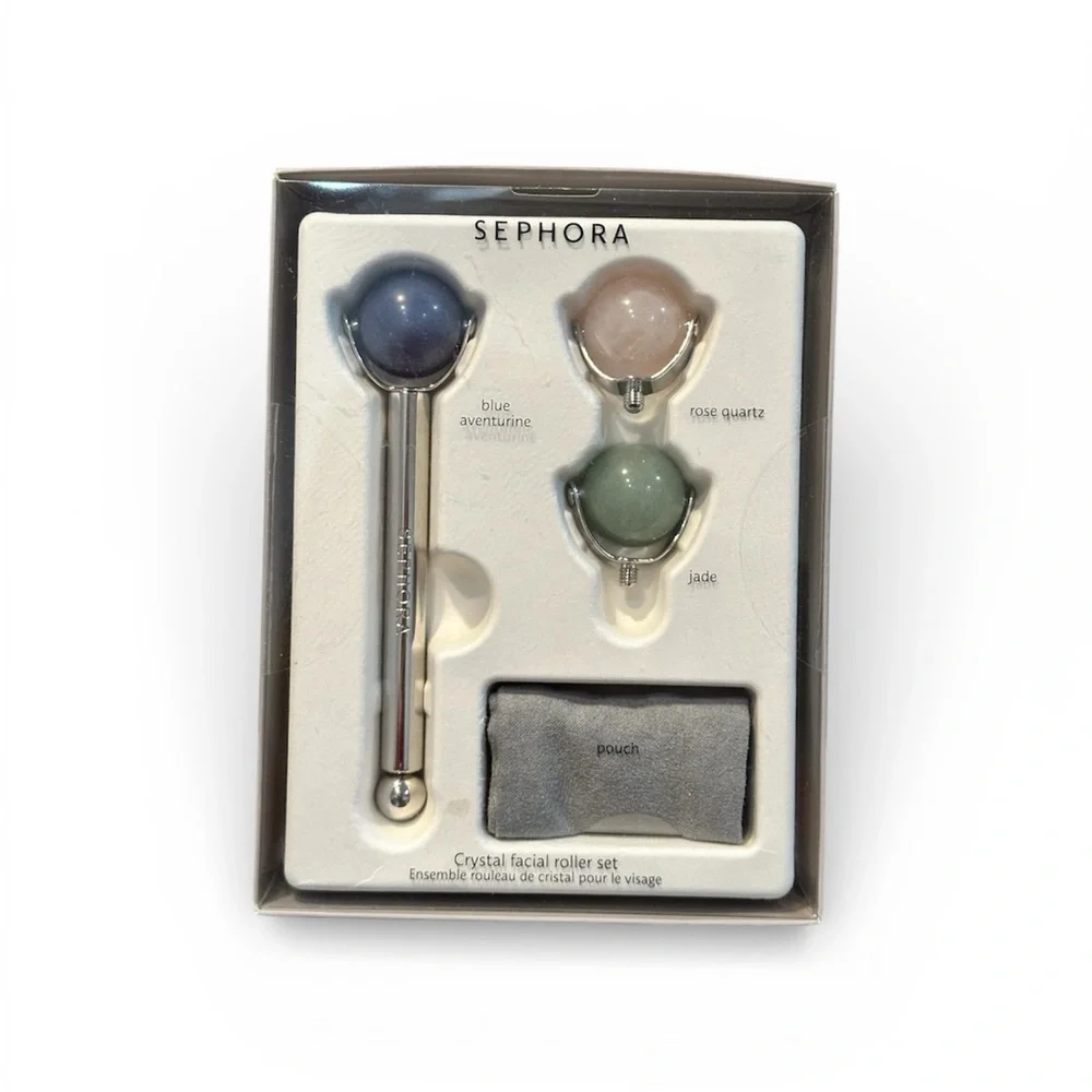 Sephora Crystal Facial Roller Set – Rose Quartz, Jade & Blue Aventurine